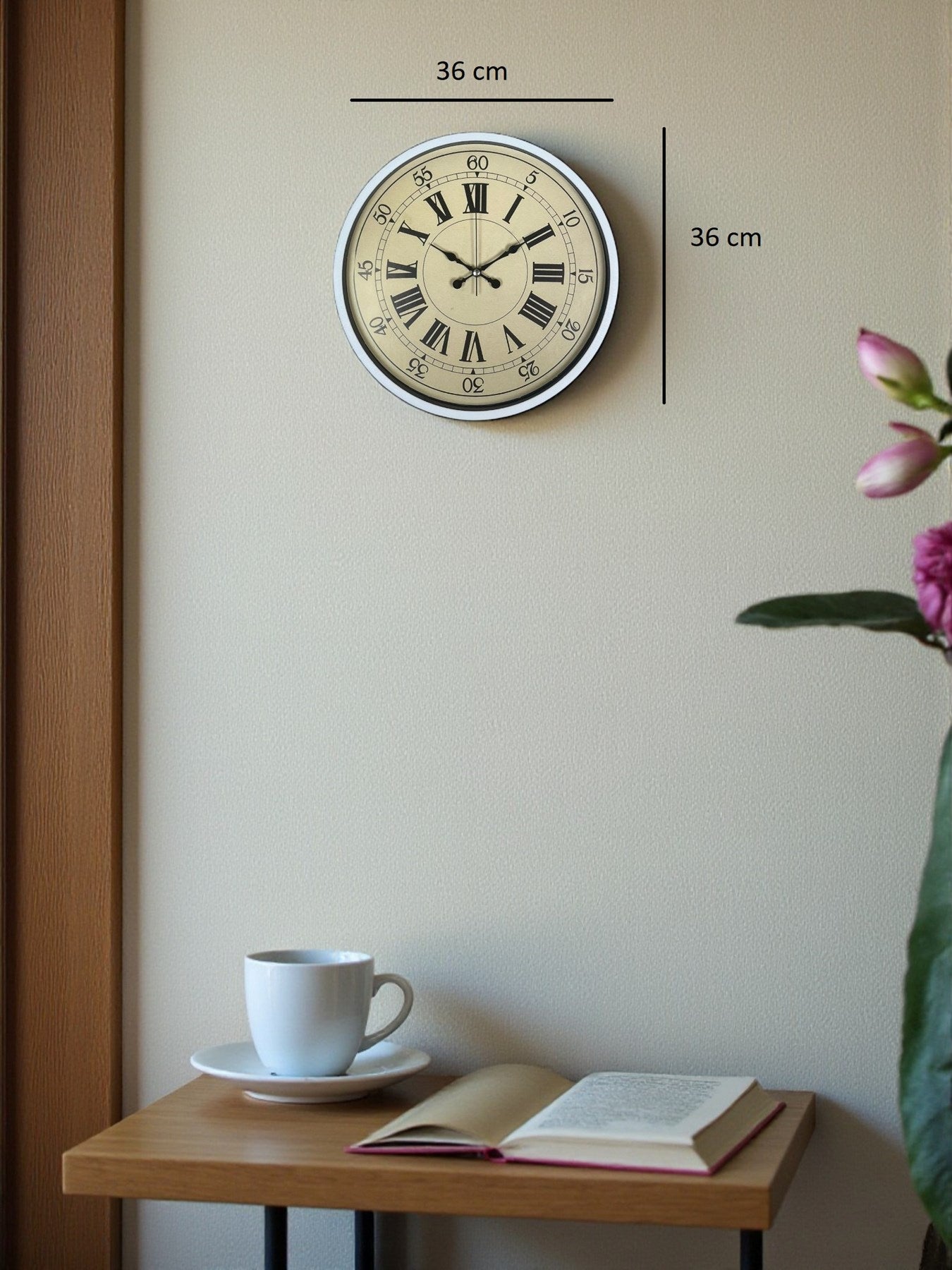 Zentime 36 Cm Beyaz Dekoratif Duvar Saati