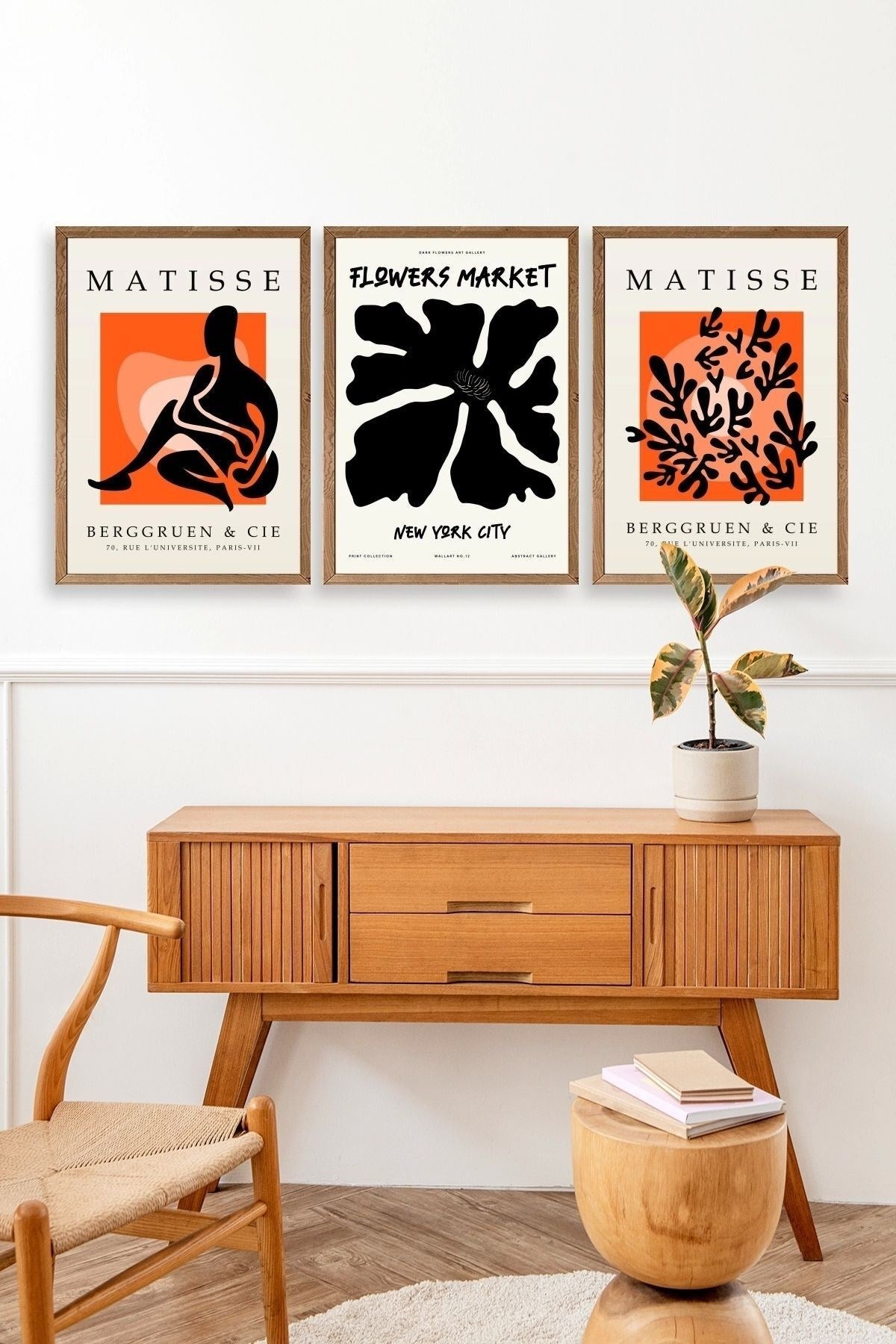 Matisse Üçlü Ahşap Çerçeveli Tablo 50 x 70