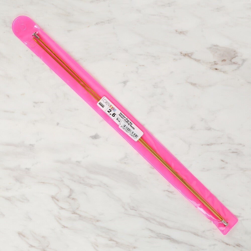 Loren Crafts 2,5 mm 35 cm Sarı Metal Örgü Şişi - L