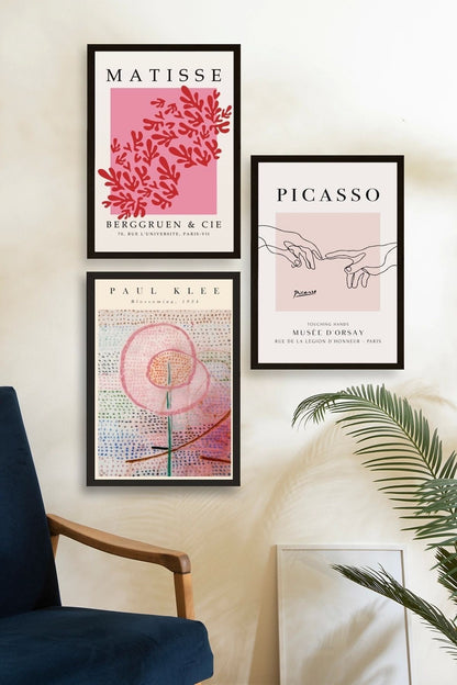 Ünlü Tablolar Üçlü Ahşap Çerçeveli Tablo 23 x 30