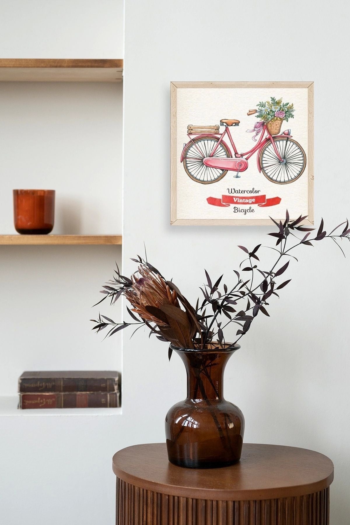 Bisiklet Ahşap Çerçeveli Tablo 23 x 23