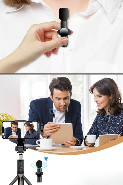 BUFFER® Type C Uyumlu İphone Dönüştürücülü Kablosuz Yaka Mikrofonu Android ve İphone Uyumlu Mini Mikrofon