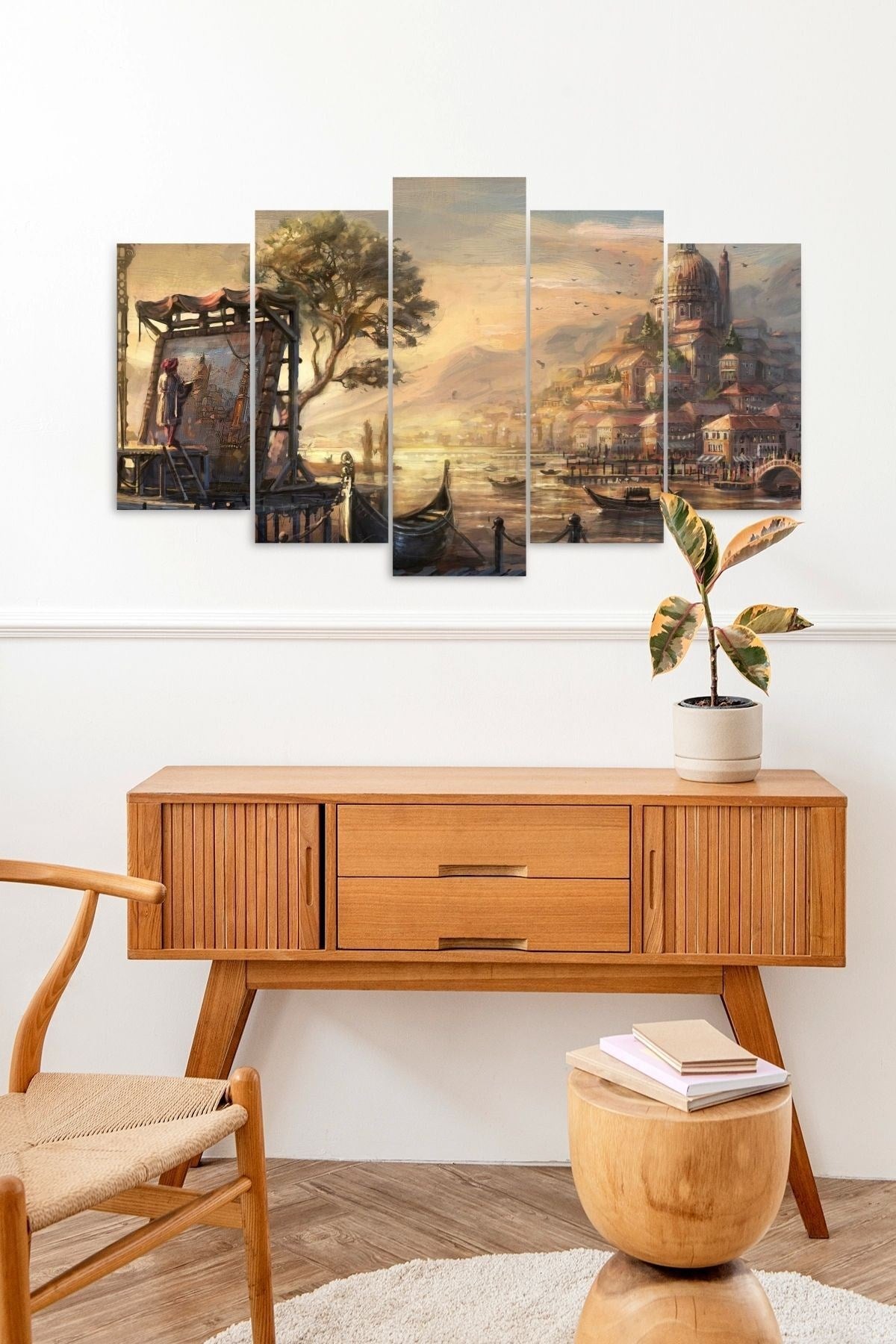 Şehir Manzarası 5 Parçalı Mdf Tablo 60 x 100