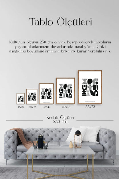 Soyut Ahşap Çerçeveli Tablo 30 x 42