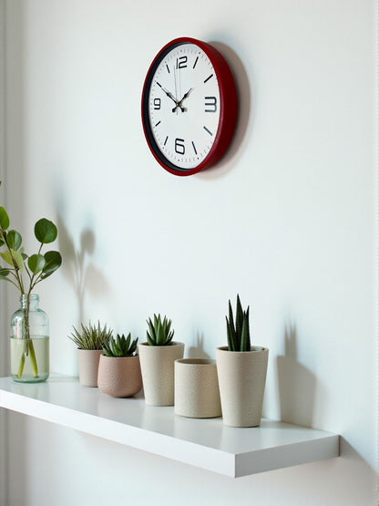 Zentime 36 Cm Kırmızı Dekoratif Duvar Saati