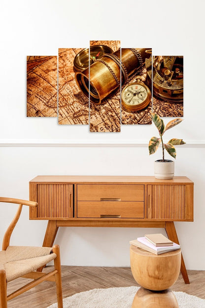 Pusula ve Harita 5 Parçalı Mdf Tablo 60 x 100
