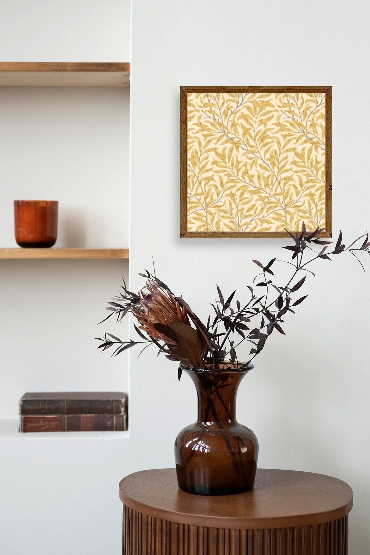 Yapraklar Ahşap Çerçeveli Tablo 23 x 23