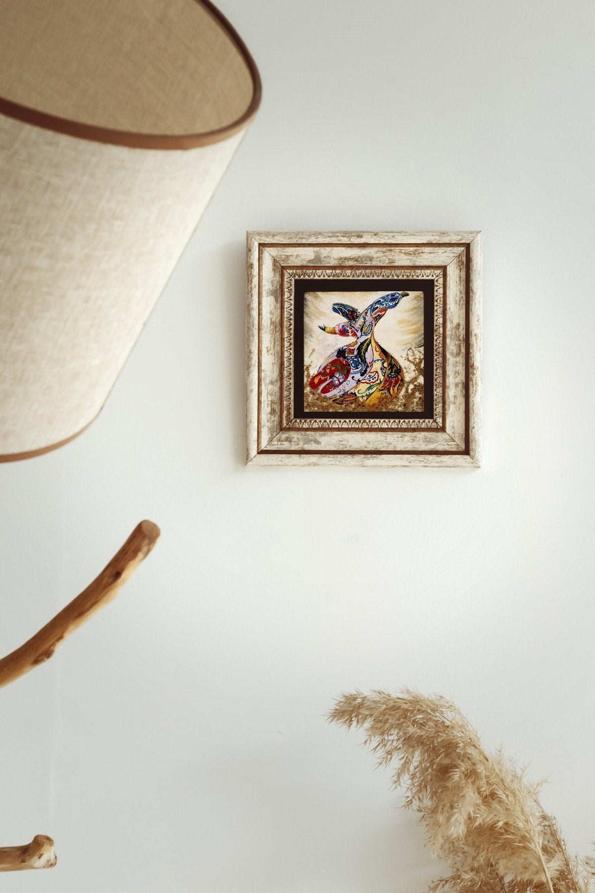 Semazen Çerçeveli Taş Tablo , Çerçeveli Taş Duvar Dekoru 20 cm