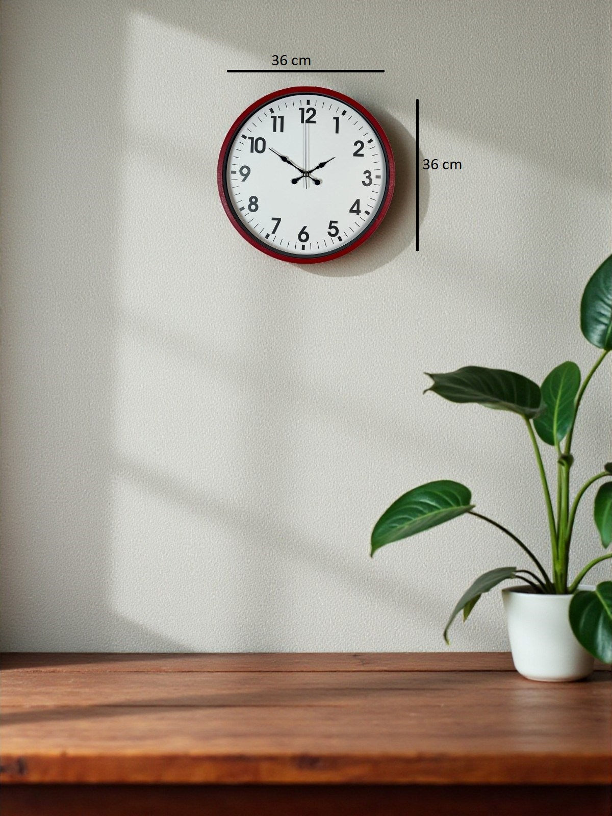 Zentime 36 Cm Kırmızı Dekoratif Duvar Saati