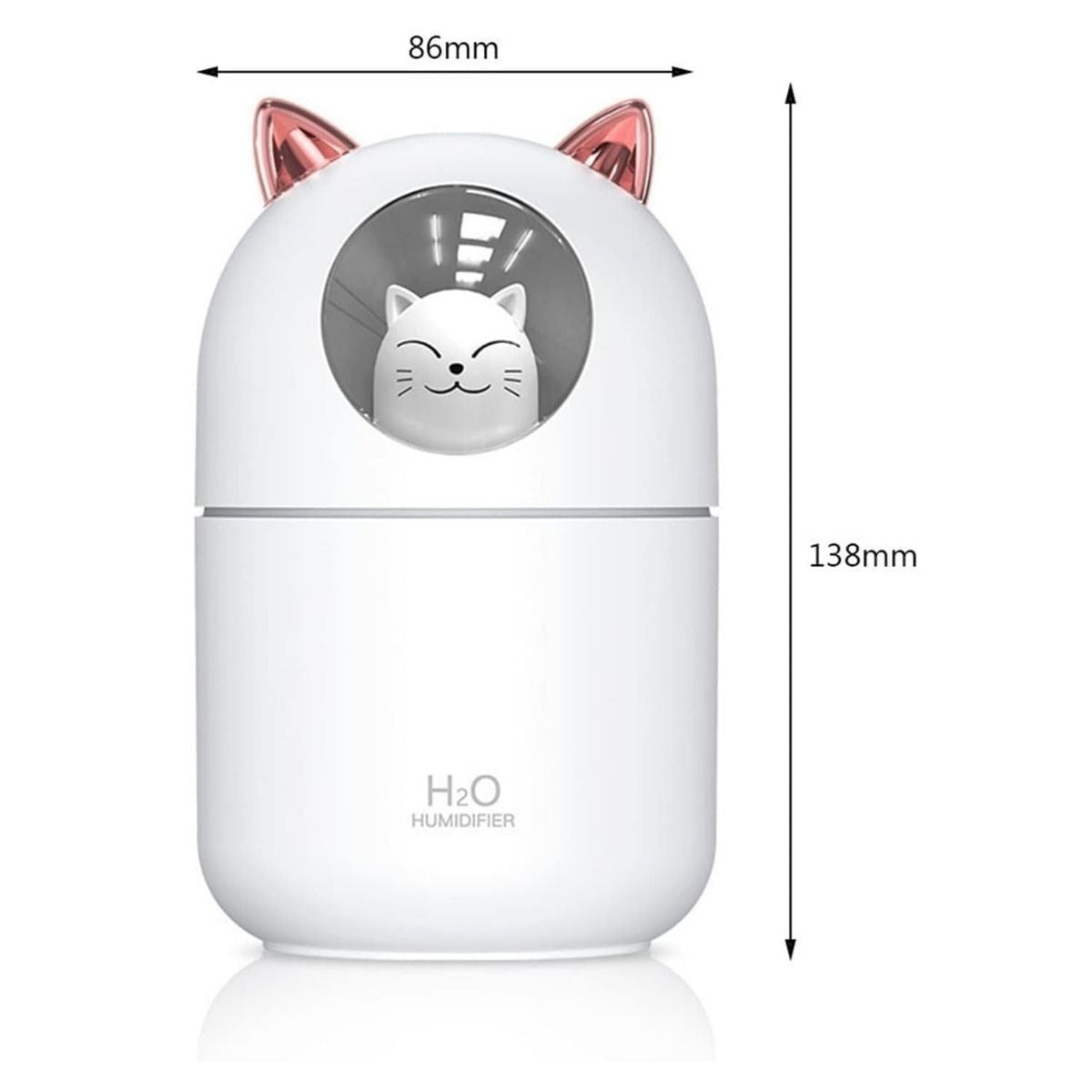 Kedicik Figürlü Hava Nemlendirici – Ultrasonik Soğuk Buhar Makinesi, LED Işıklı Masaüstü Oda Nemlendirici