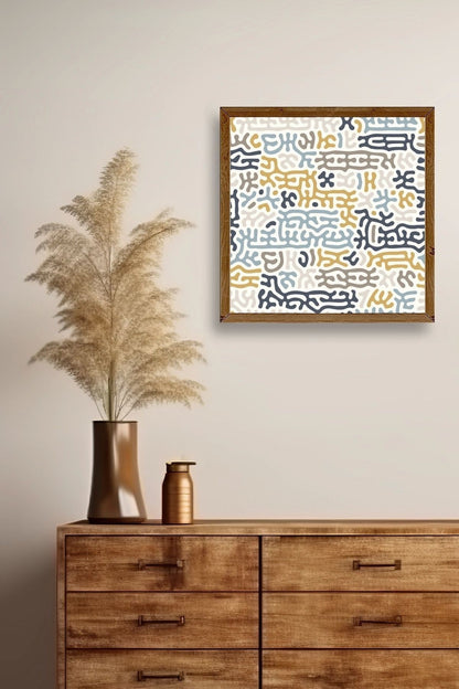 Soyut Ahşap Çerçeveli Tablo 42 x 42