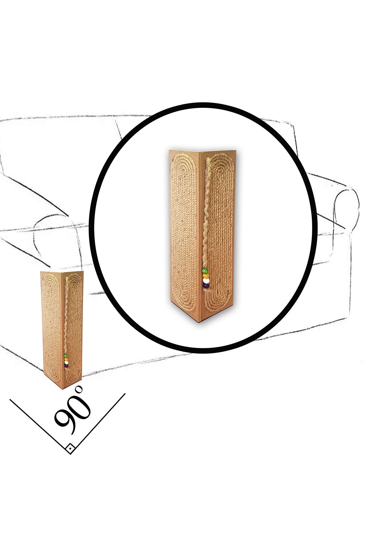 Kedi Tırmalama Tahtası Köşe Model Boncuk Detaylı