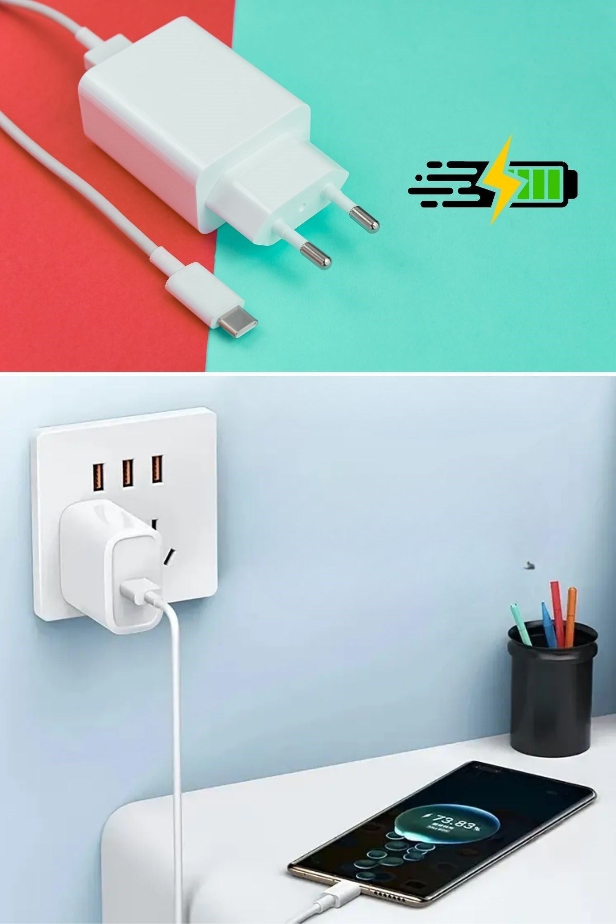 BUFFER® 120W USB Hızlı Type C Uçlu Kablolu Şarj Aleti