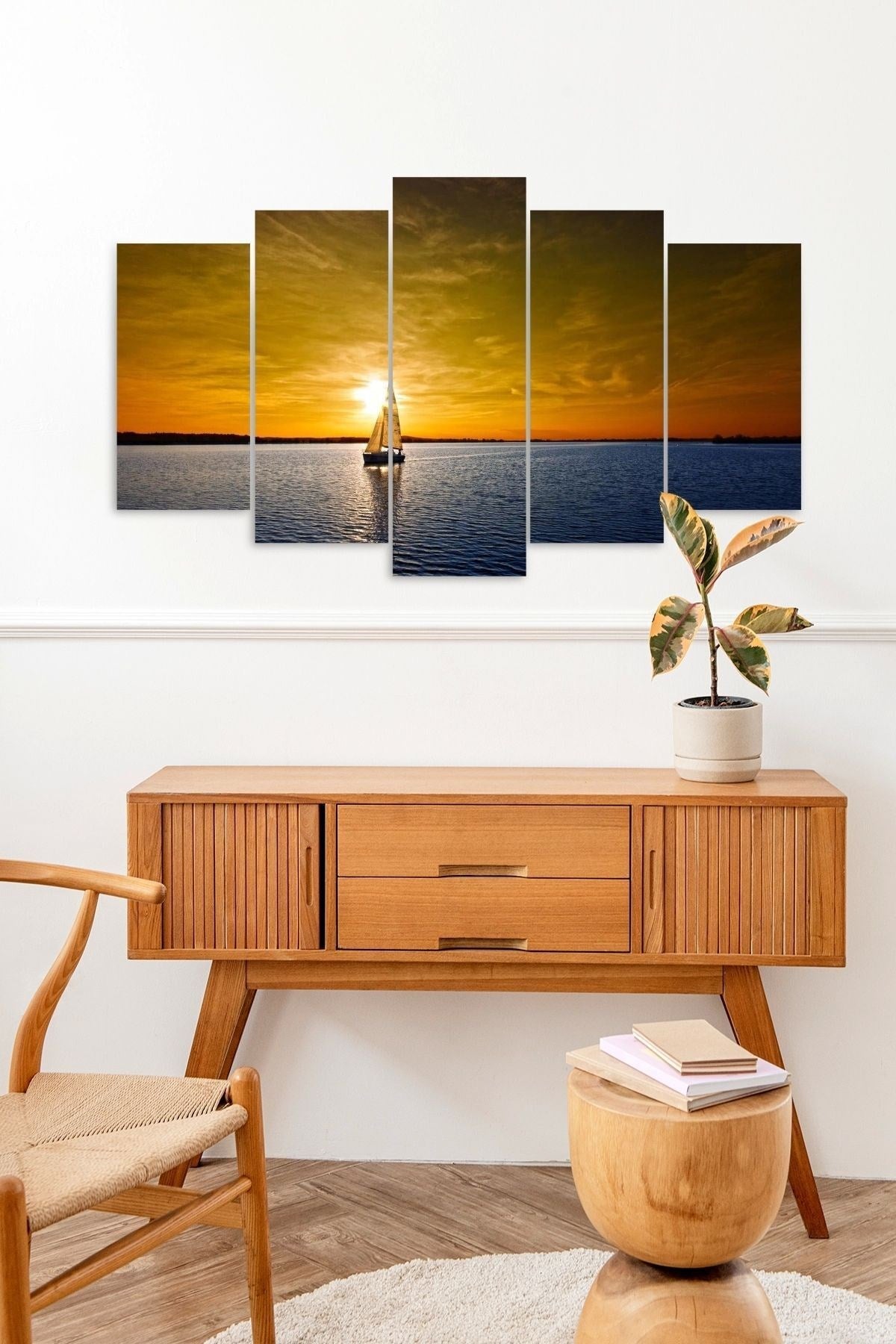 Deniz Manzarası 5 Parçalı Mdf Tablo 60 x 100