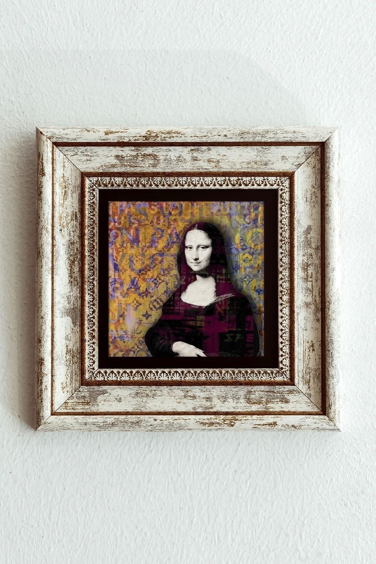 Monalisa Çerçeveli Taş Tablo , Çerçeveli Taş Duvar Dekoru -enkcrcvtbl-00094 20 cm