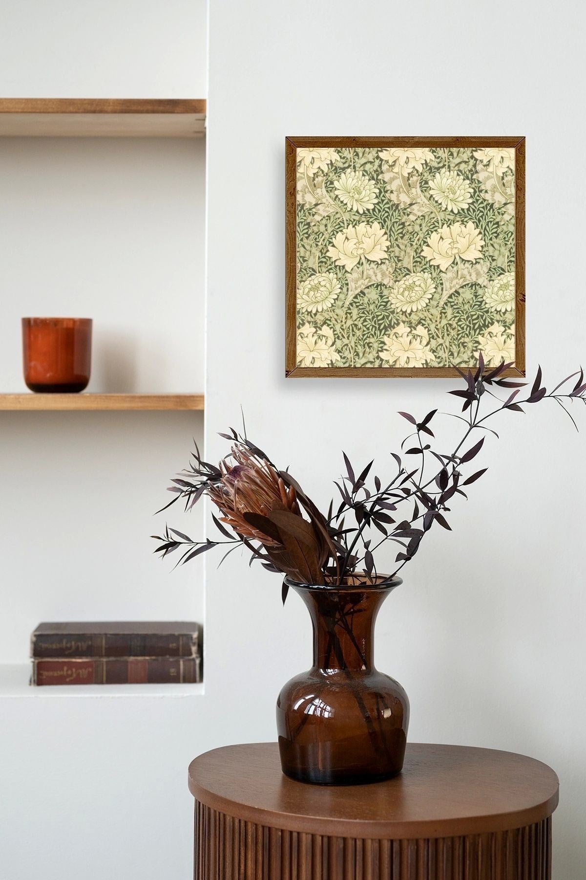 Çiçek Ahşap Çerçeveli Tablo 50 x 50