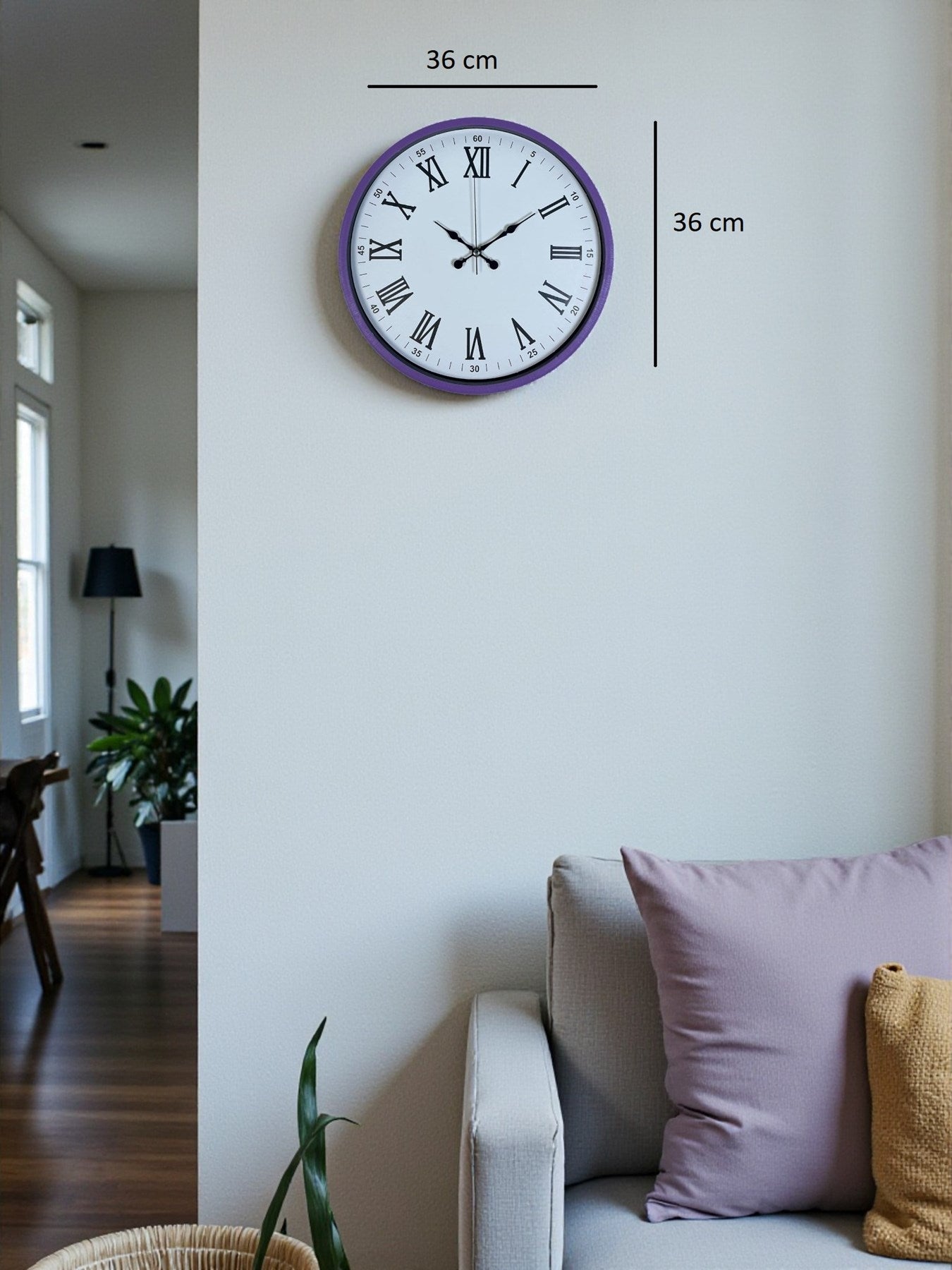 Zentime 36 Cm Mor Dekoratif Duvar Saati