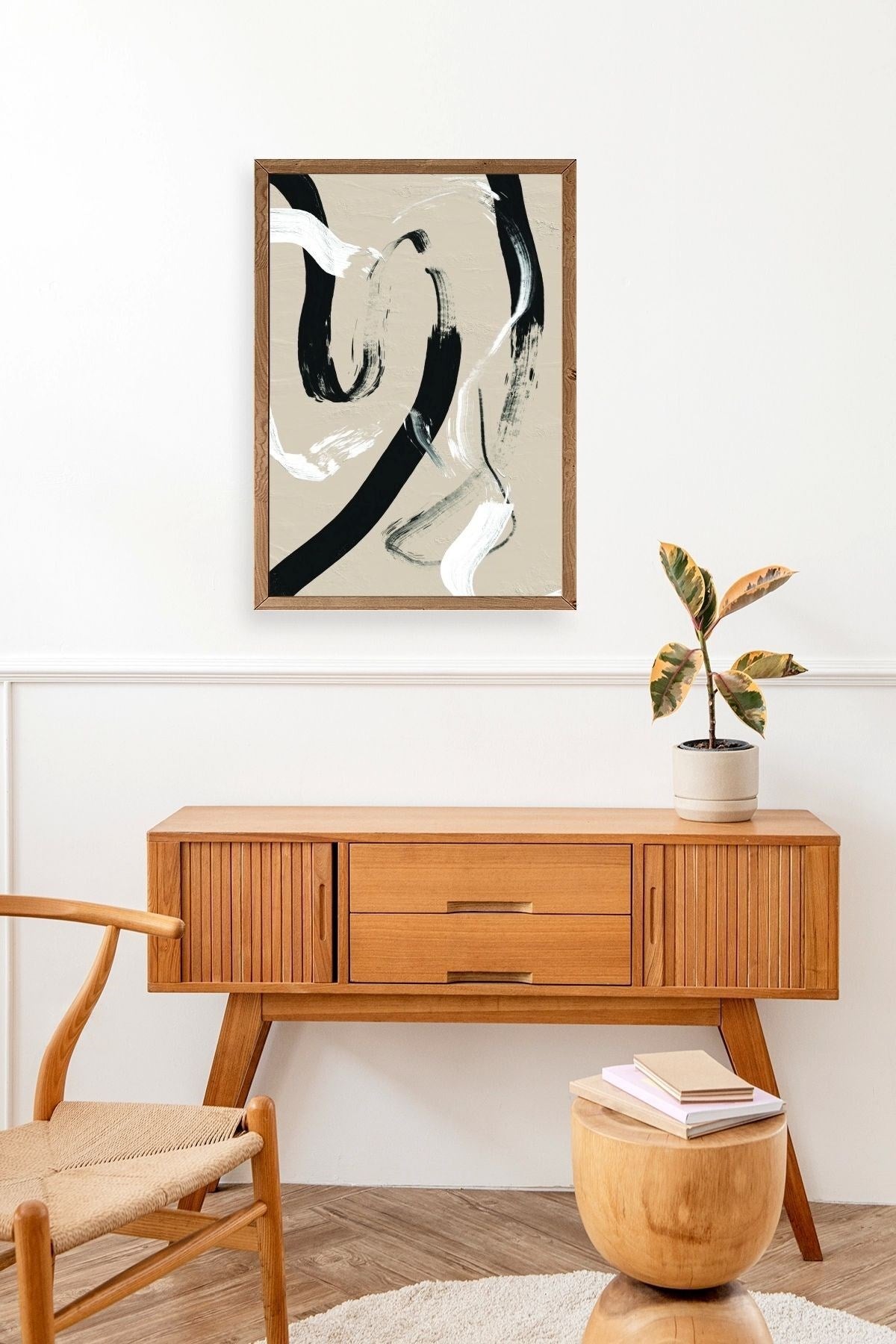 Soyut Ahşap Çerçeveli Tablo 23 x 30