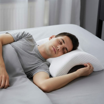 BUFFER® % 100 Visco Kavisli Ortopedik Yıkanabilir Kumaş Kılıflı Bel Boyun Bacak Ağrıları İçin Yastık