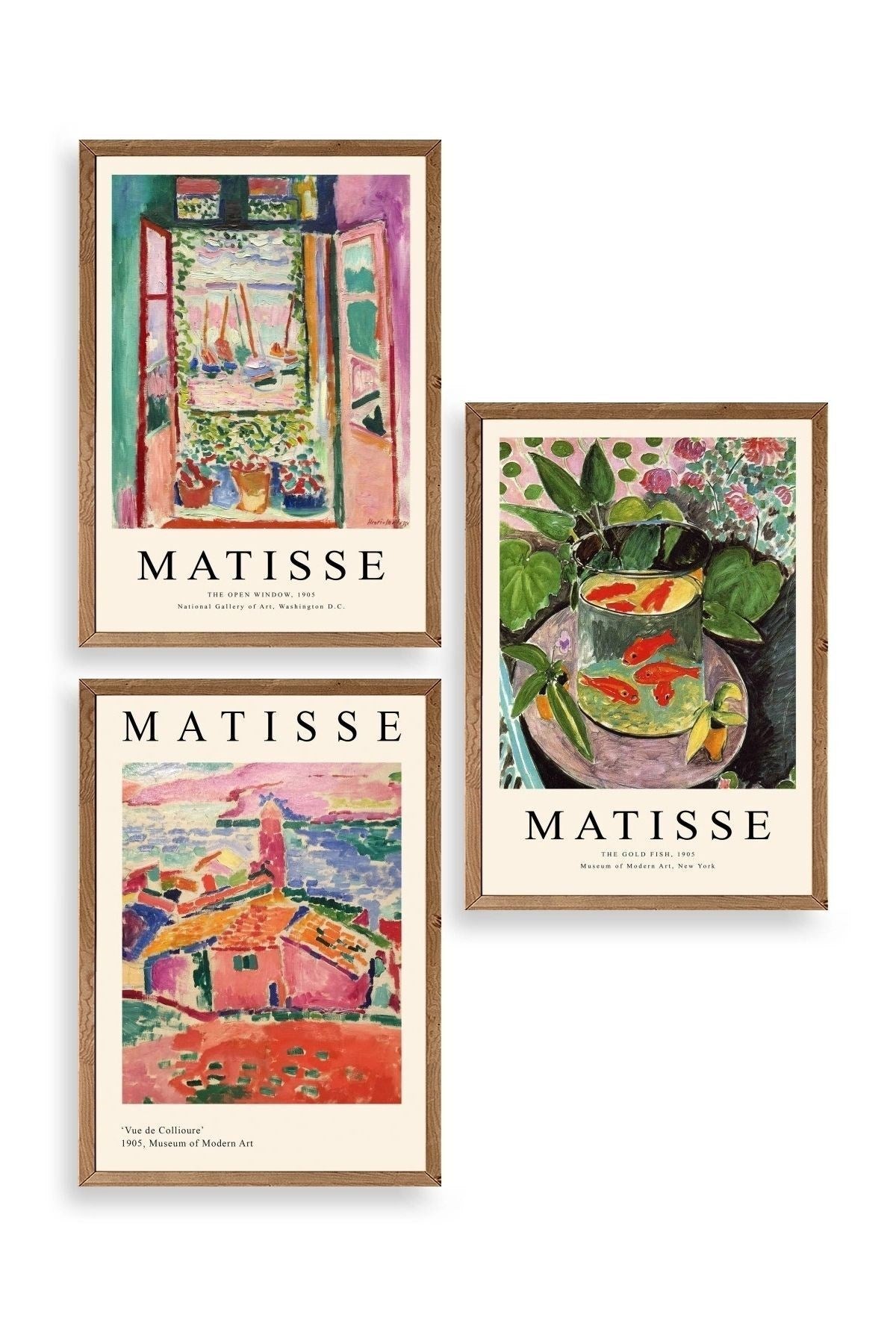 Matisse Üçlü Ahşap Çerçeveli Tablo 30 x 40