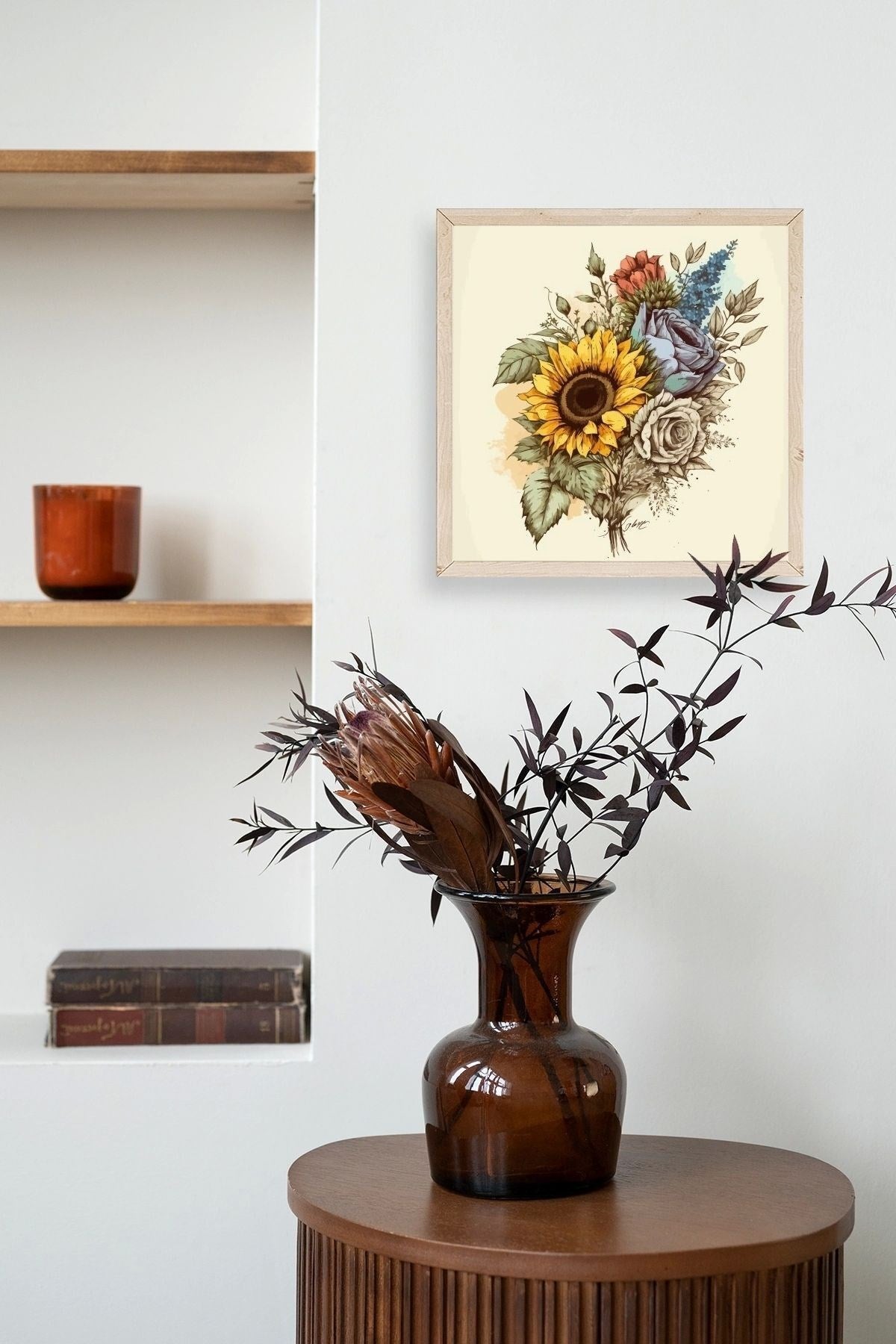 Ayçiçeği Ahşap Çerçeveli Tablo 50 x 50