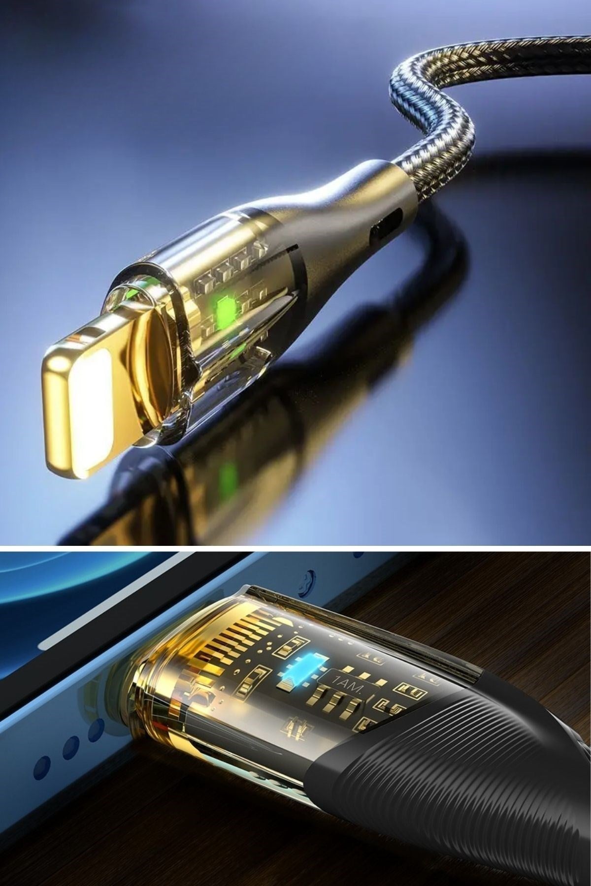 BUFFER® Led Işık Uçlu Sağlam İp Kablolu USB to Lightning Hızlı Şarj Kablosu