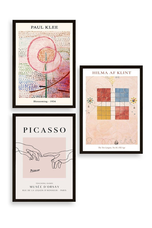 Ünlü Tablolar Üçlü Ahşap Çerçeveli Tablo 30 x 40