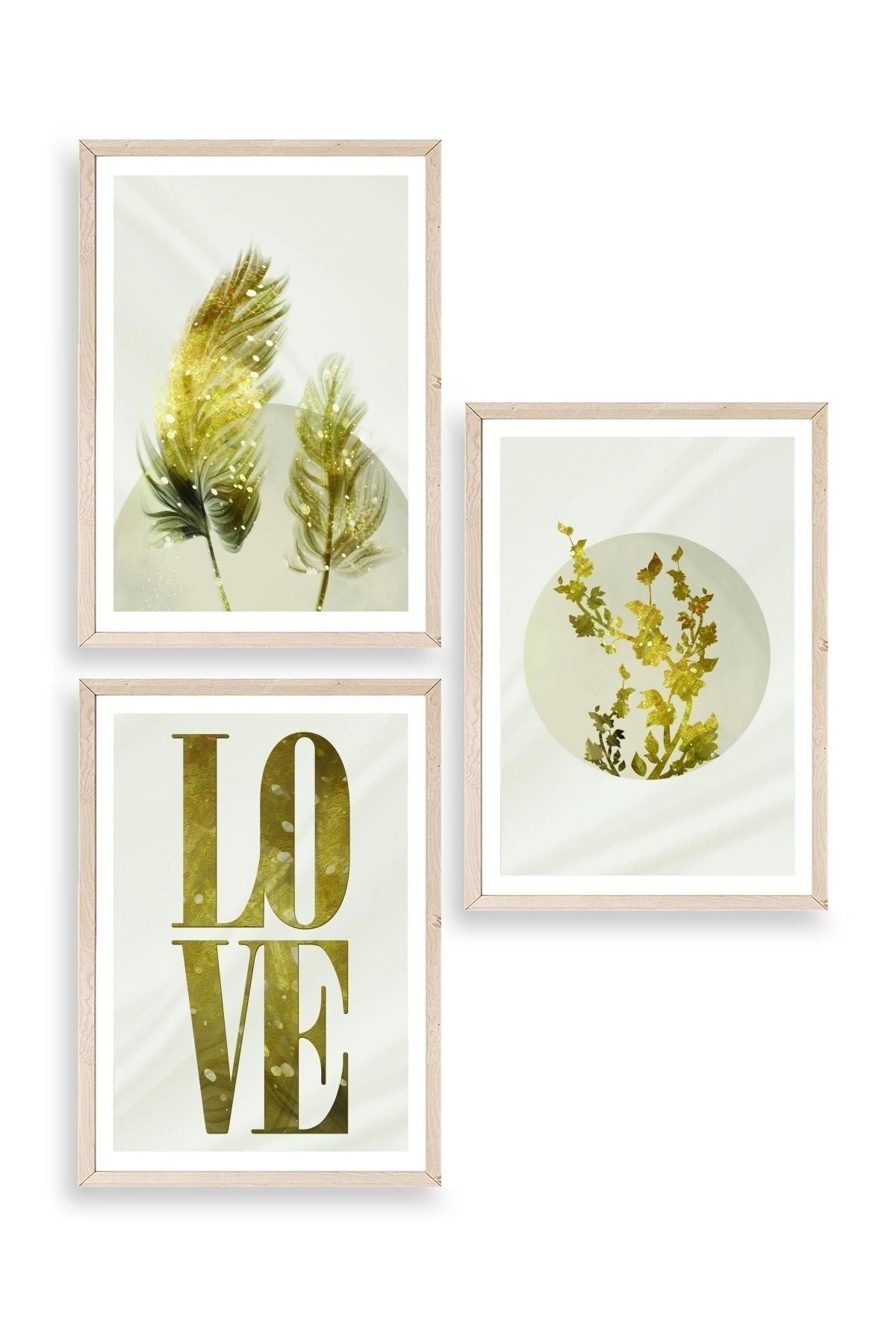 Manzara Üçlü Ahşap Çerçeveli Tablo 50 x 70