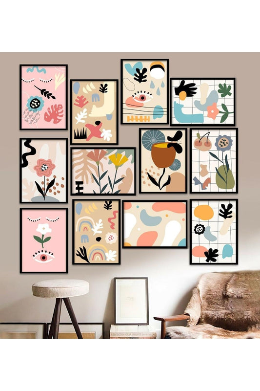 12 Parça Çerçeve Görünümlü Mdf Tablo Seti 15 x 20