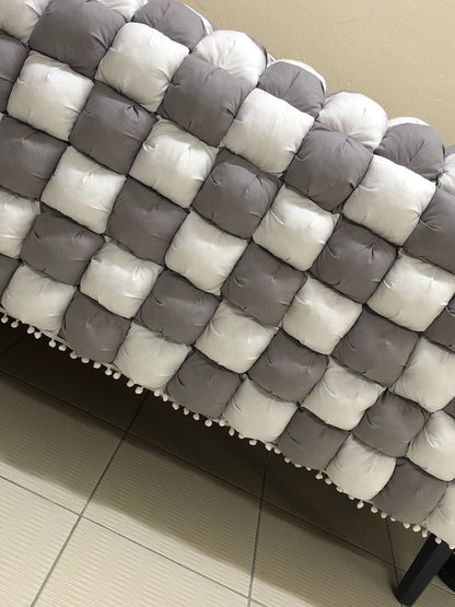 GRİ-BEYAZ 40 YAMA BEBEK YORGANI , BEBEK MİNDERİ