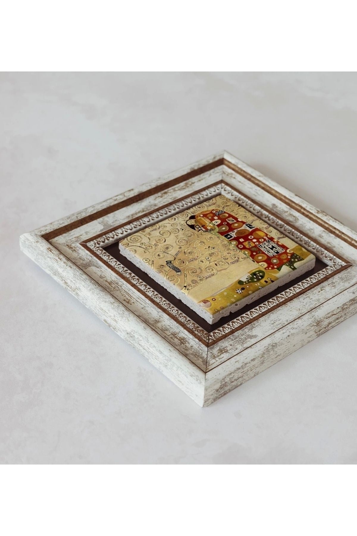 Gustav Klimt Çerçeveli Taş Tablo , Çerçeveli Taş Duvar Dekoru 20 cm