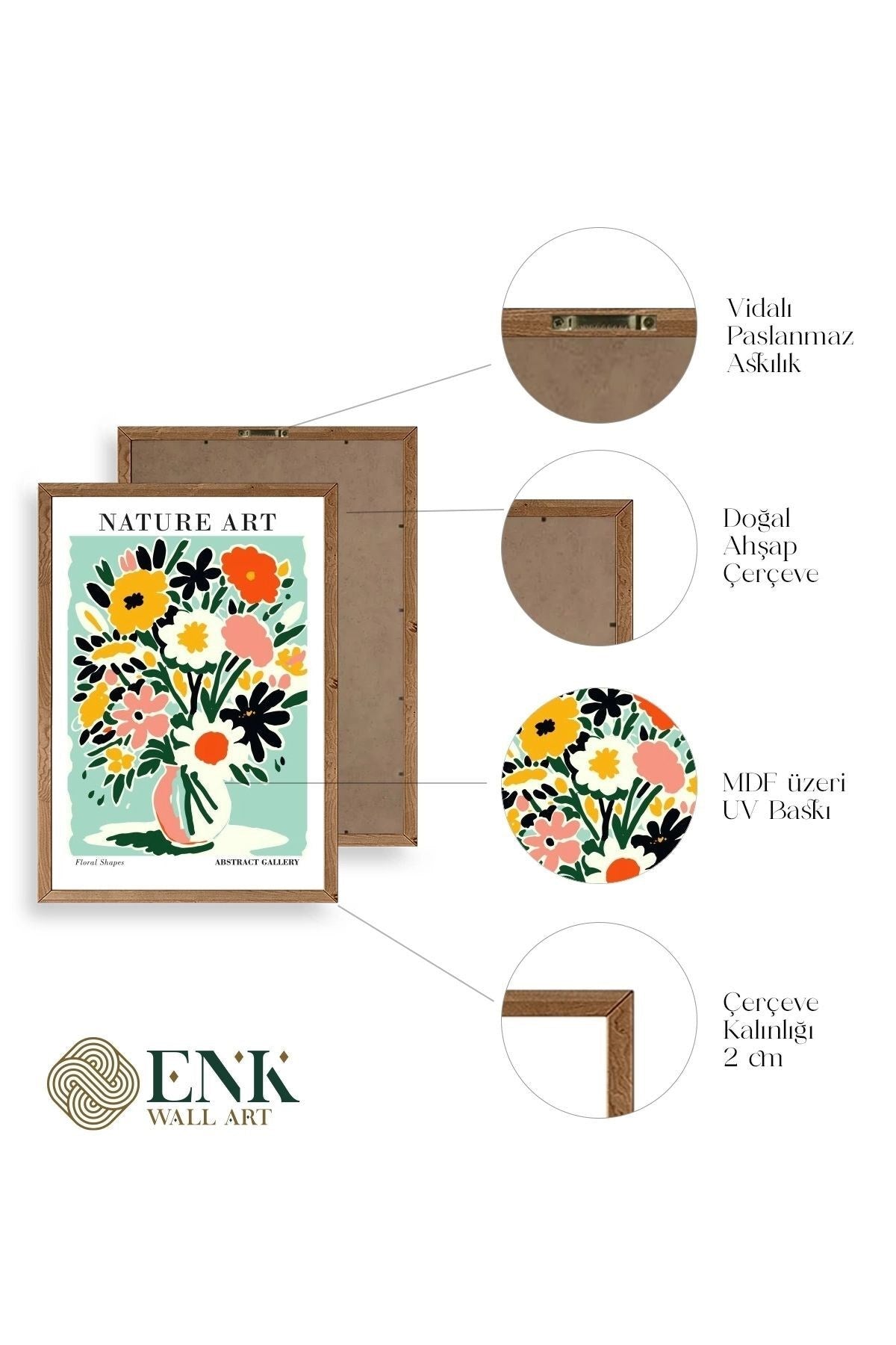 Çiçek Ahşap Çerçeveli Tablo 23 x 30