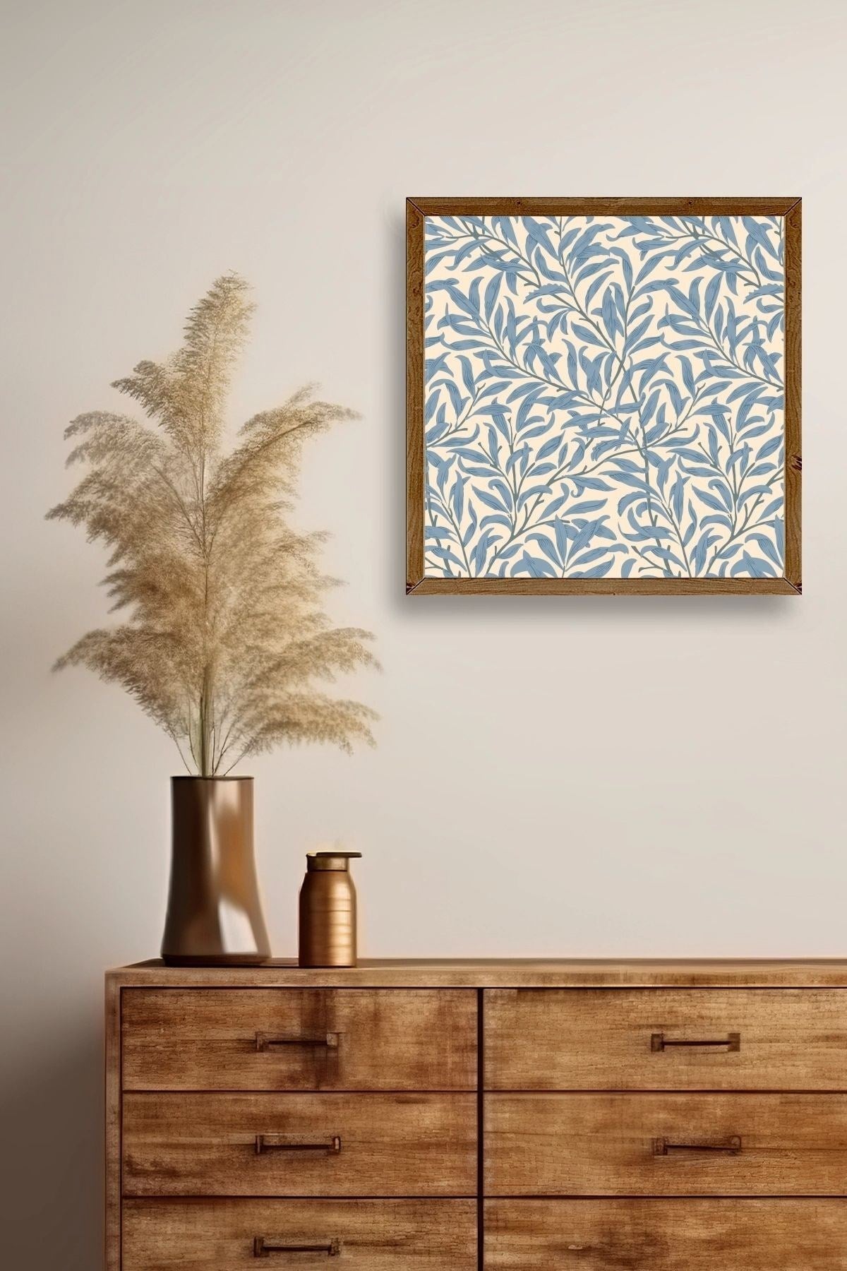 Yapraklar Ahşap Çerçeveli Tablo 50 x 50