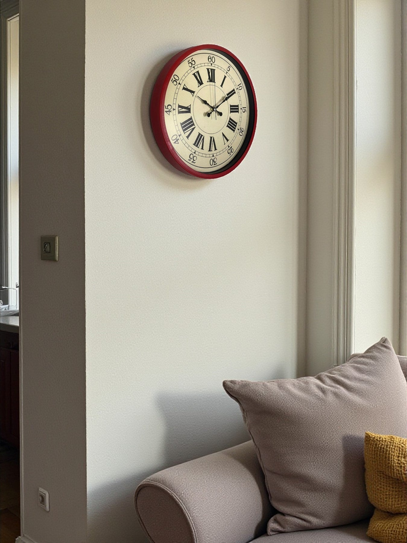 Zentime 36 Cm Kırmızı Dekoratif Duvar Saati