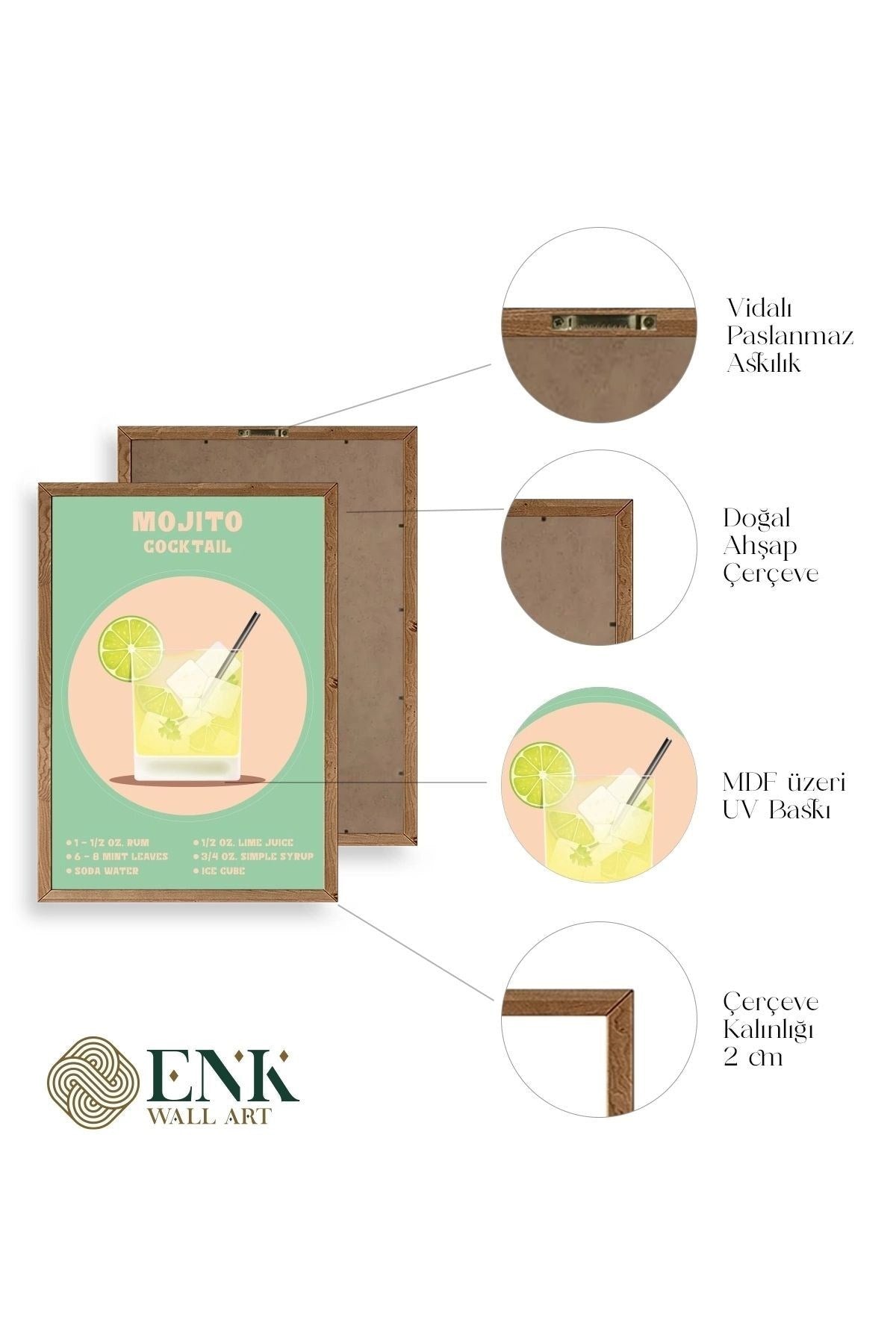 Mojito Ahşap Çerçeveli Tablo 17 x 23