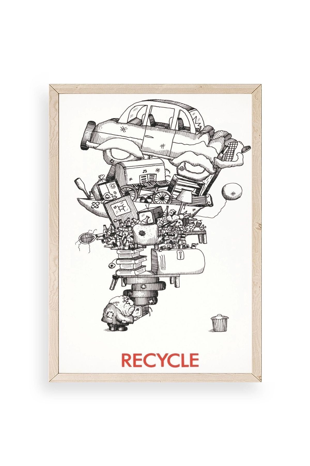 Recycle Ahşap Çerçeveli Tablo 30 x 42