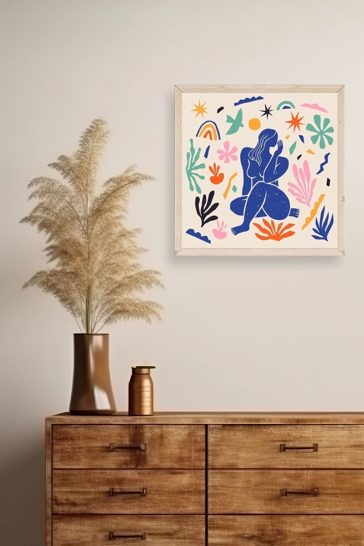 Kadın Ahşap Çerçeveli Tablo 23 x 23