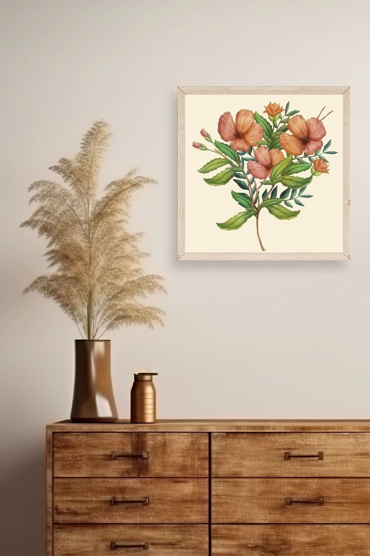 Çiçek Ahşap Çerçeveli Tablo 23 x 23