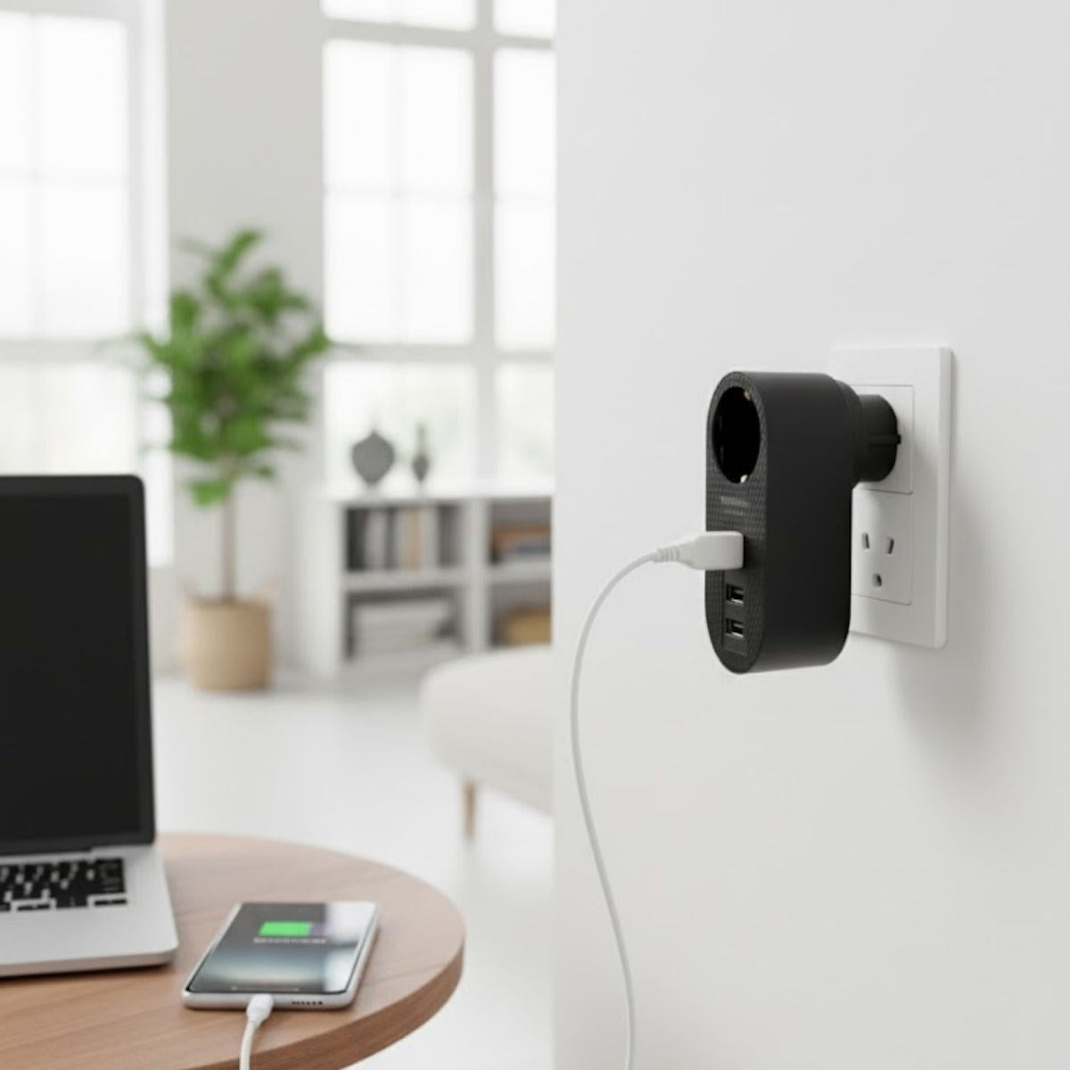 BUFFER® 2 USB,1 TYPE-C Girişli 1'li Çocuk Korumalı,Isıya Karşı Dayanıklı 2500Watt Termal Akım Korumalı Priz