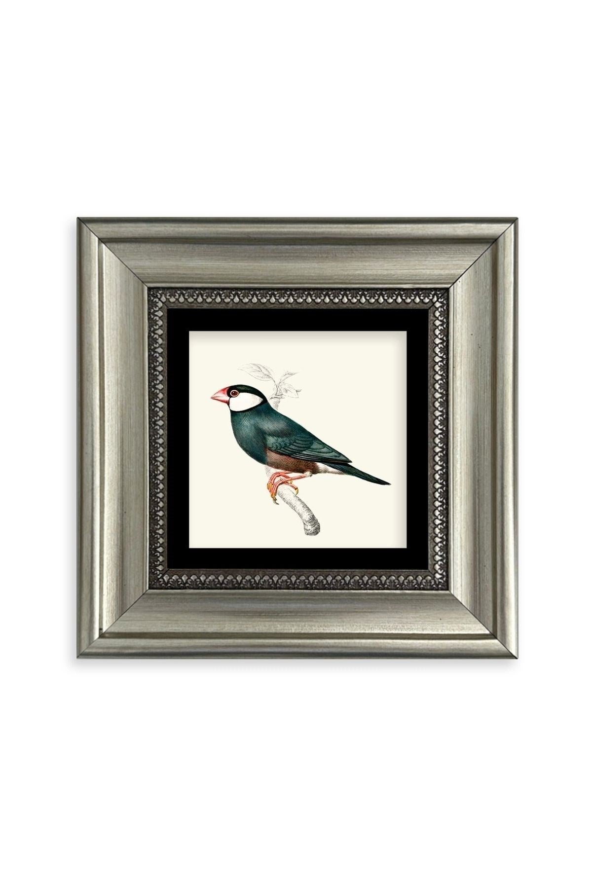 Yeşil Kuş Çerçeveli Taş Tablo 20 cm