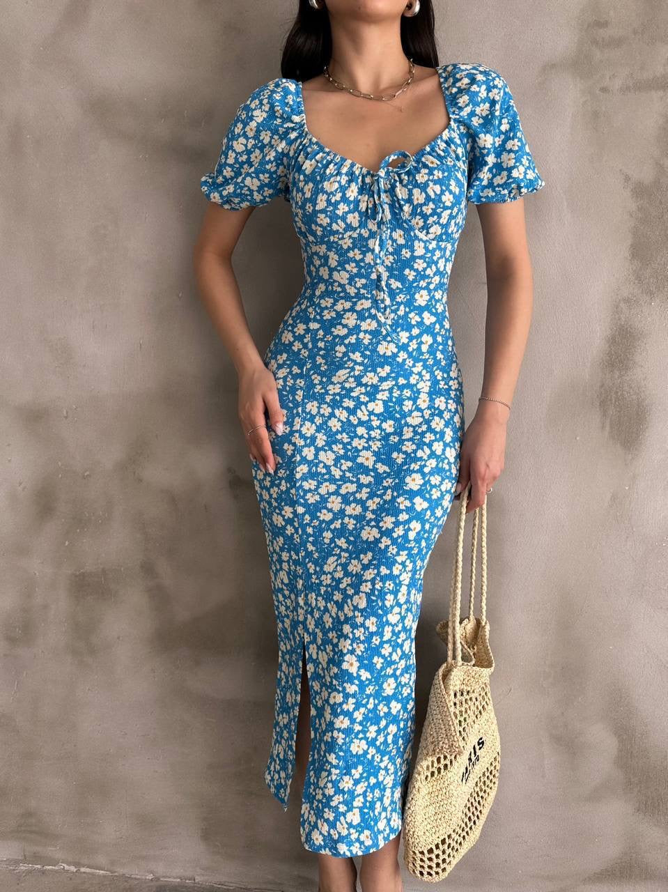 Karpuz Kol Mavi Elbise