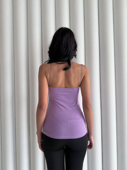 Kadın İp Askılı Uzun Crop - Mor