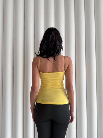 Kadın İp Askılı Uzun Crop - Sarı