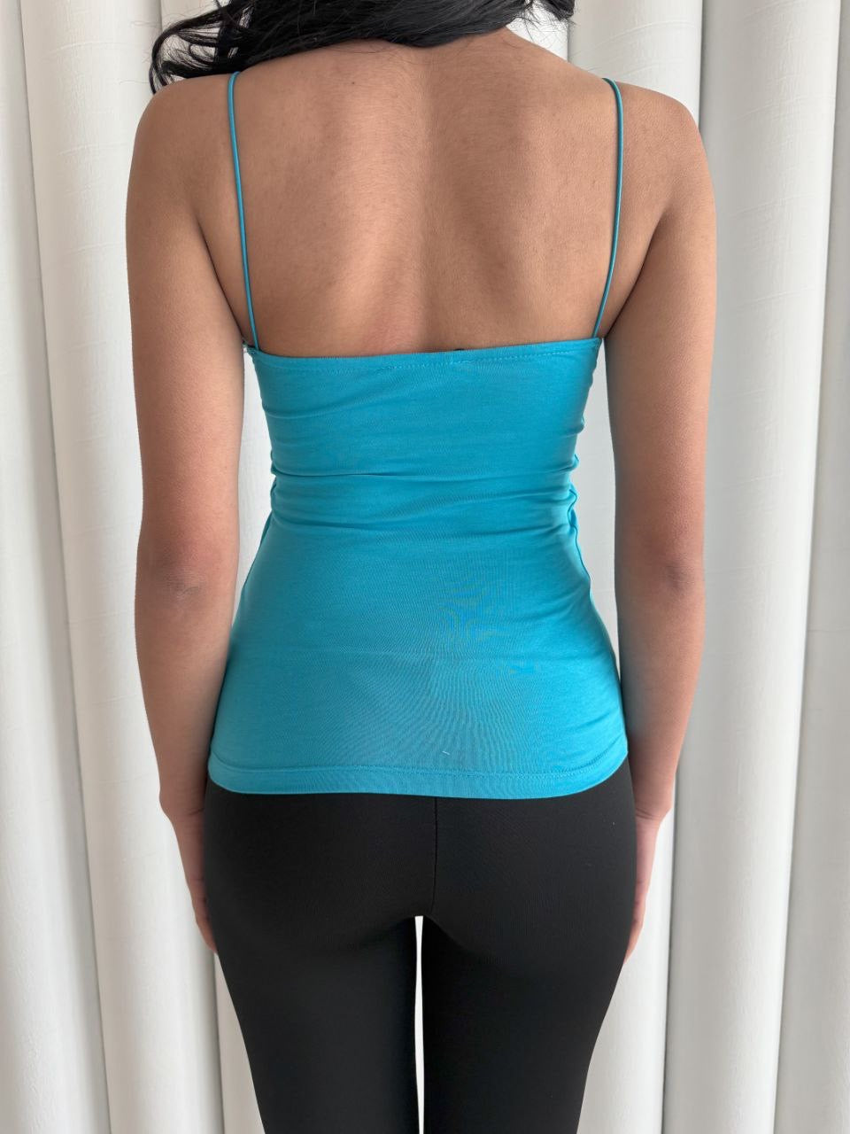 Kadın İp Askılı Uzun Crop - Mavi