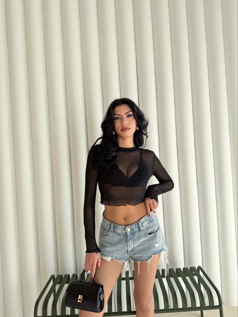 Kadın Siyah Tül Bluz