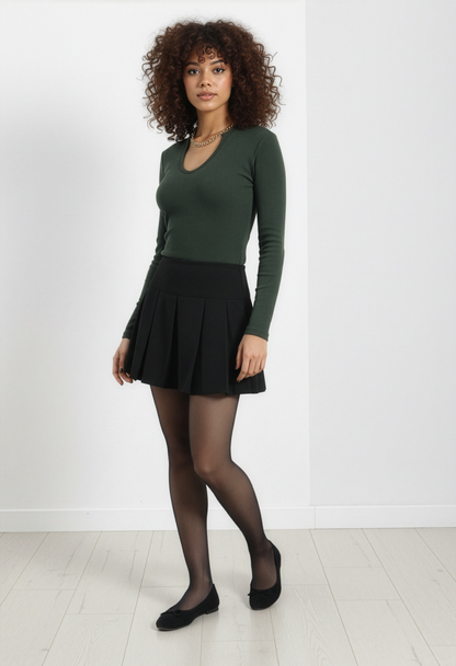 Zincir Detaylı Fitilli Kaşkorse Bluz - Haki