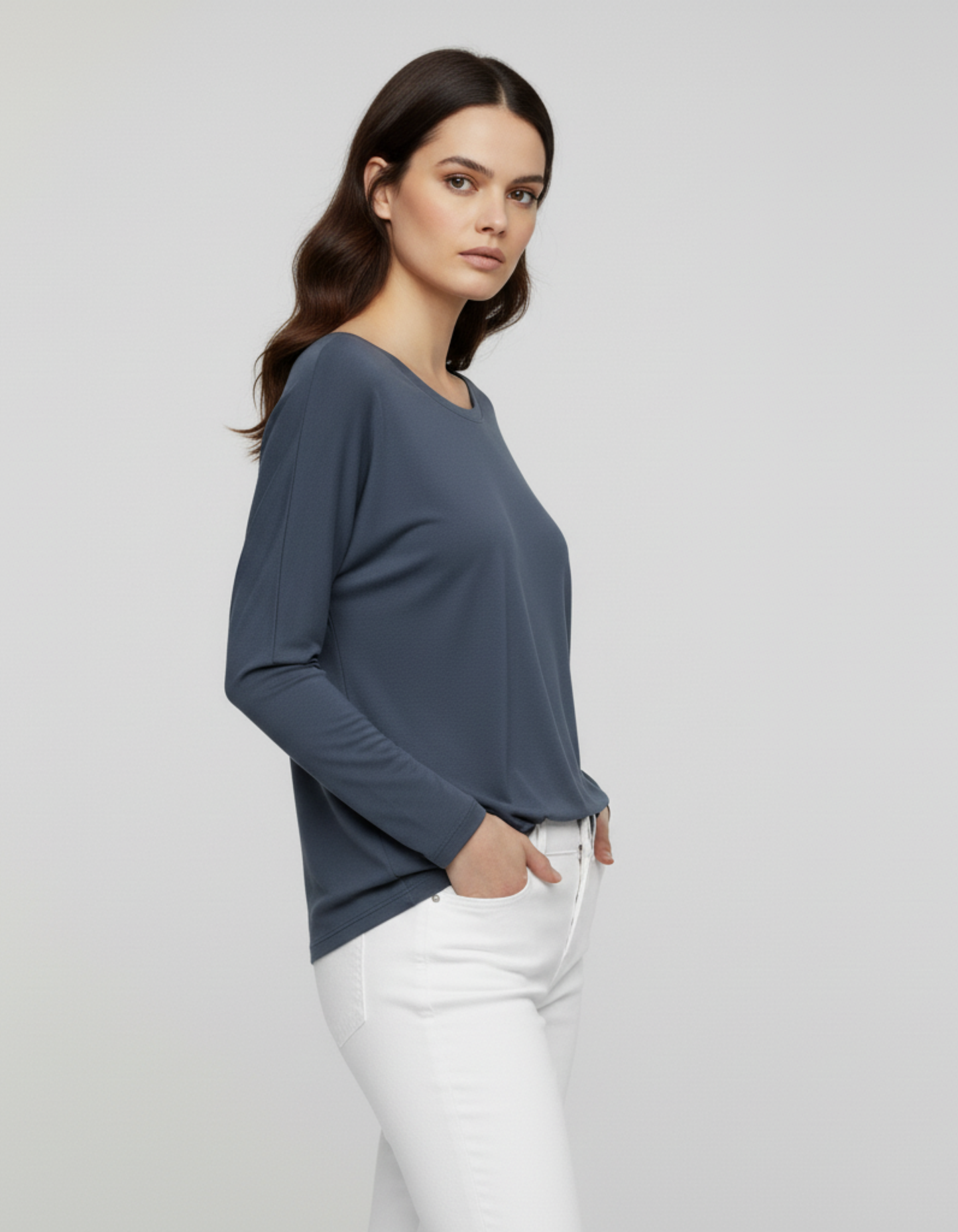 Mavi Basic Uzun Kollu Viskon Kadın Bluz