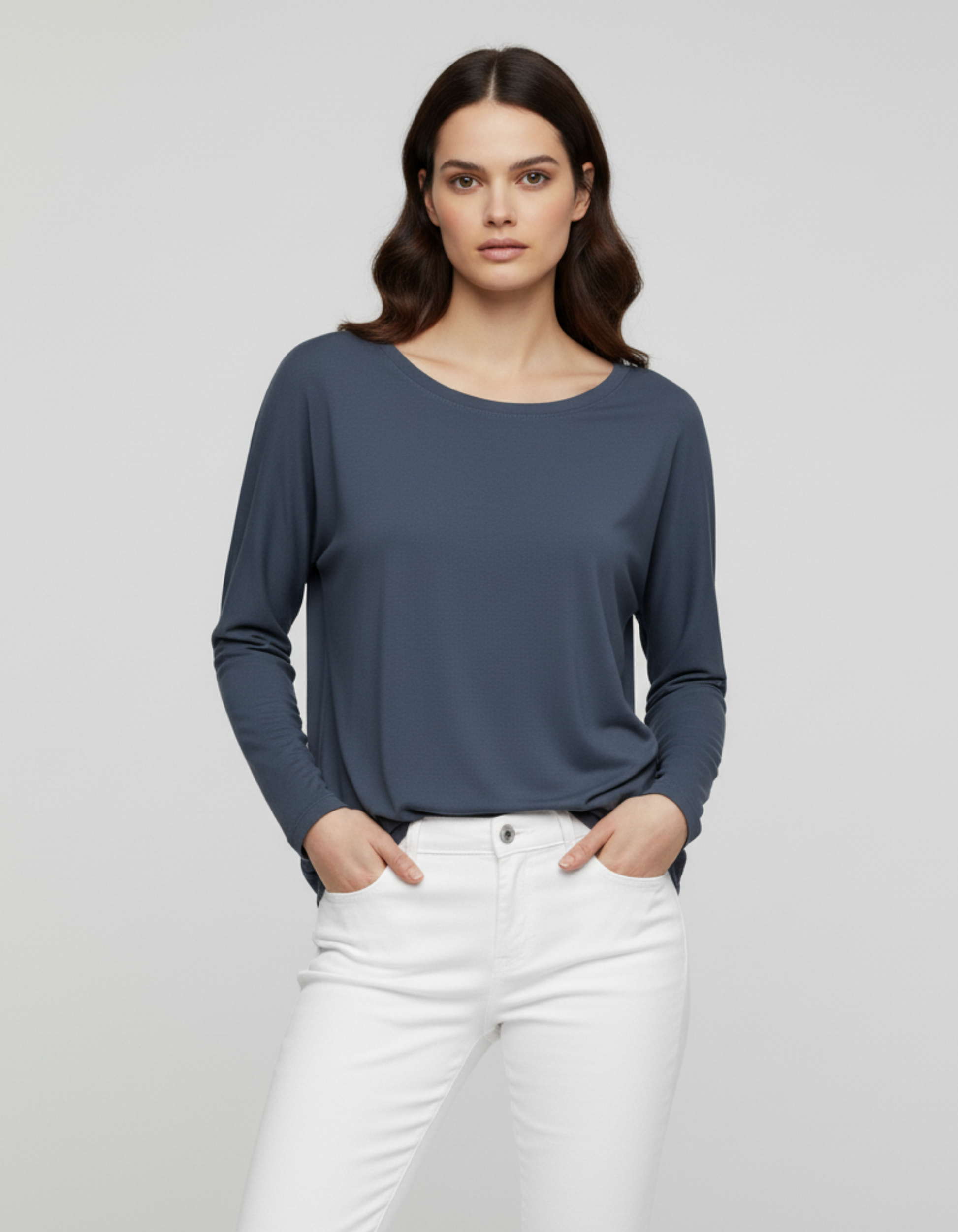 Mavi Basic Uzun Kollu Viskon Kadın Bluz