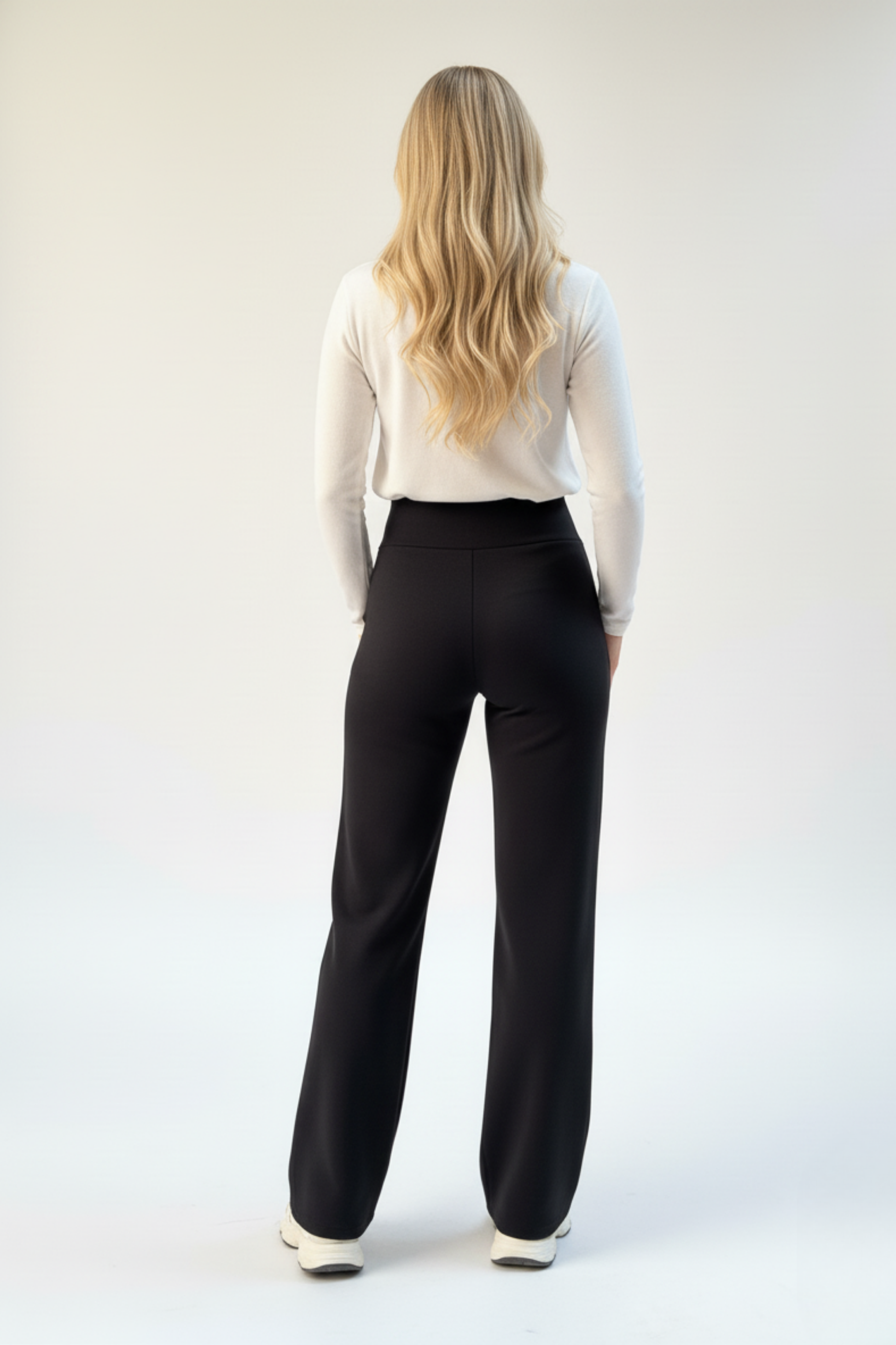 Kadın Süper Yüksek Bel Korsaj Bol Kesim Krep Pantolon – Siyah