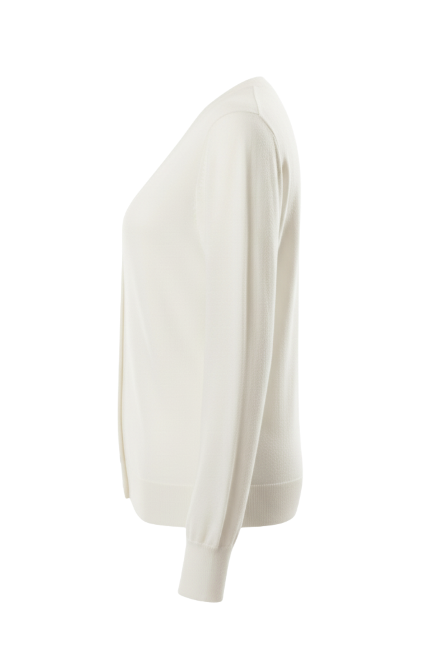 Ekru V Yaka Düğmeli Basic Triko Kadın Hırka